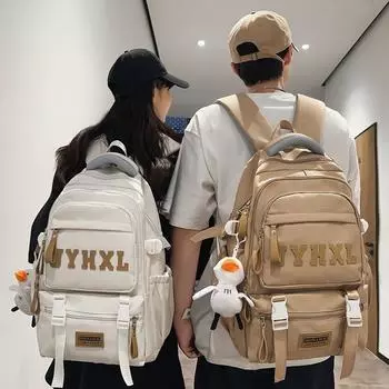 Мужской рюкзак с буквенным принтом, студенческий школьный рюкзак, женский дорожный рюкзак чёрный