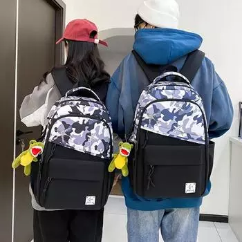 Мужской рюкзак с принтом большой емкости, школьная сумка, грязеотталкивающий рюкзак серый