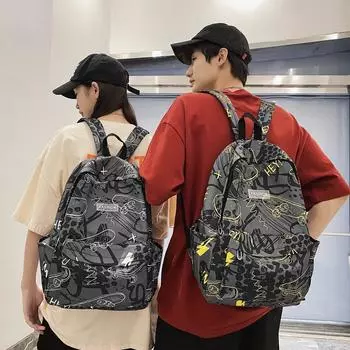 Мужской рюкзак с принтом граффити для женщин, дорожная сумка для компьютера большой емкости, школьная сумка для школьников белый