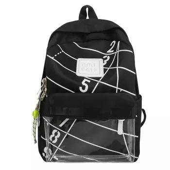 Мужской рюкзак с принтом, сумка для компьютера, женский рюкзак большой вместимости, школьный рюкзак для ученика средней школы чёрный