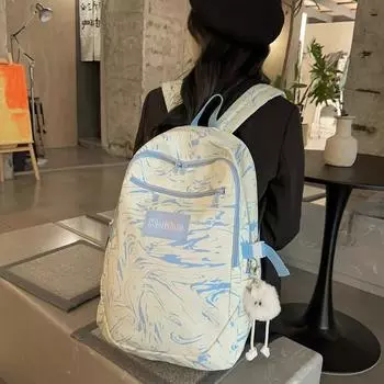 Мужской рюкзак в студенческом стиле, школьный рюкзак, женский рюкзак с принтом чёрный