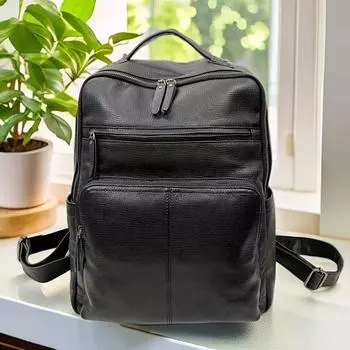 Мужской рюкзак Wind Leather, вместительная сумка для компьютера с несколькими карманами, спортивный рюкзак из коровьей кожи для путешествий чёрный