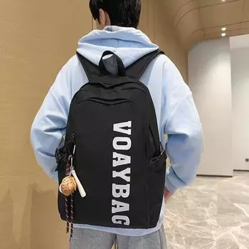 Мужской рюкзак Женский рюкзак Большая вместимость Письмо Студенческий школьный портфель чёрный