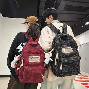 Мужской рюкзак, женский рюкзак большой емкости с принтом медведя, дорожный рюкзак для компьютера, школьная сумка для школьников чёрный