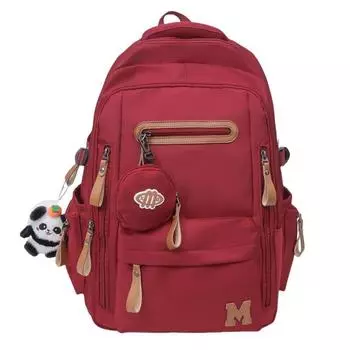 Мужской рюкзак Женский рюкзак для путешествий большой вместимости Рюкзак для учеников средней школы Сумка для компьютера с кошельком для монет красный