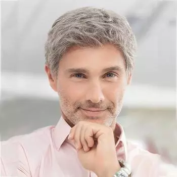 Мужской серебристо-серый пушистый короткий парик 4inch