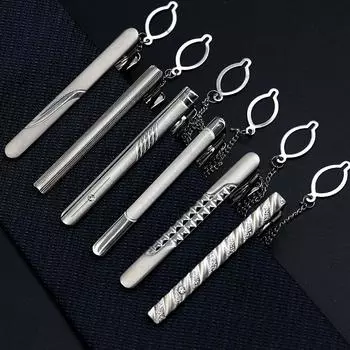 Мужской серебряный зажим для галстука — формальный, простой, профессиональный аксессуар