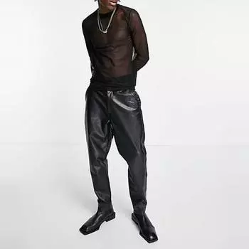 Мужской сетчатый топ, ультратонкий, прозрачный, с круглым вырезом, длинными рукавами, однотонный, эластичный, облегающий, укрепляющий мышцы, домашняя одежда для вечеринок, клубных танцев, выступлений, футболка M чёрный