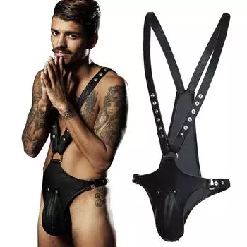 Мужской сексуальный комбинезон из лакированной кожи в европейском и американском стиле для клубов и баров