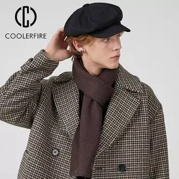 Мужской шарф, модный зимний толстый теплый шарф, винтажный дизайнерский шарф, женский роскошный ветрозащитный однотонный дикий шарф AC2113 180CM чёрный