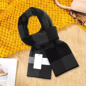 Мужской шарф, осенне-зимний клетчатый принт, длинный мягкий утолщенный, теплый, ветрозащитный, в холодную погоду, в клетку, мужской шарф с запахом на шею, шаль, подарок на день рождения чёрный