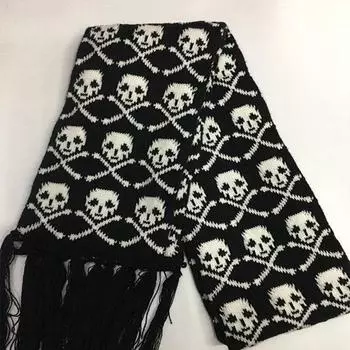Мужской шарф, зима в Европе и США, утолщающий ветер, теплый повседневный шарф с черепом, вязаный жаккардовый шарф с призраком AD2168 China&One Size