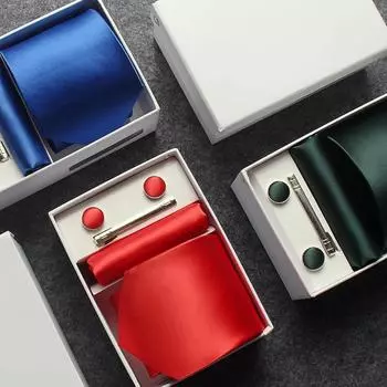 Мужской шелковый галстук 8 см, однотонный, красный, синий, галстук, носовой платок, запонки, подарочный набор, формальные галстуки для мужчин, рабочий, деловой, свадебный подарок