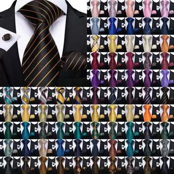 Мужской шелковый галстук DiBanGu, комплект полосатых однотонных галстуков с узором пейсли, карманные квадратные запонки
