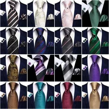 Мужской шелковый галстук, красные, синие, черные галстуки, носовые запонки, свадебный комплект галстуков с цветочным принтом N-0242