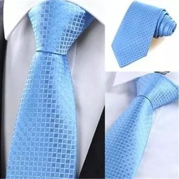 Мужской шелковый жаккардовый галстук в клетку чёрный