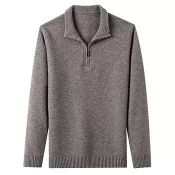 Мужской шерстяной свитер с полуводолазкой, утолщенный, теплый, плоский свитер для людей среднего и пожилого возраста, с воротником-стойкой, зимняя одежда, однотонная одежда для пап M