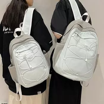 Мужской школьный рюкзак для студентов, женский рюкзак с цветными блоками, дорожная сумка большой вместимости Small розовый