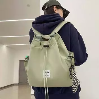 Мужской школьный рюкзак на шнуровке для девочек, однотонный рюкзак белый