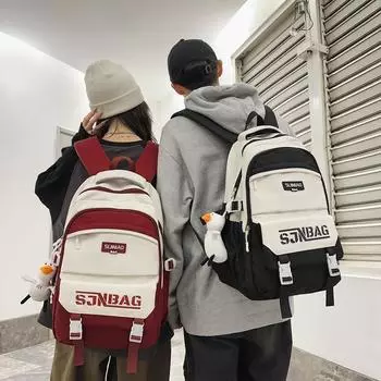 Мужской школьный рюкзак с буквенным принтом, унисекс, школьный рюкзак для средней школы, женский, большой емкости коричневый