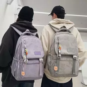 Мужской школьный рюкзак с принтом медведя, женский рюкзак, студенческий компьютерный рюкзак белый