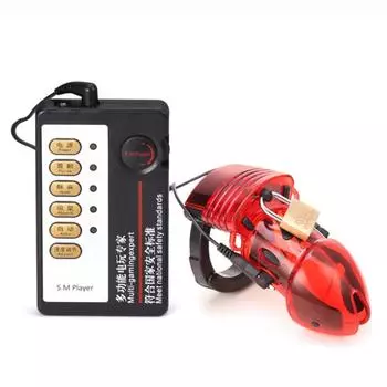 Мужской шоковый пояс верности пенис рукав взрослые секс-игрушки мужской электрический петушиный эрекционный аппарат Cage + 2*Wires