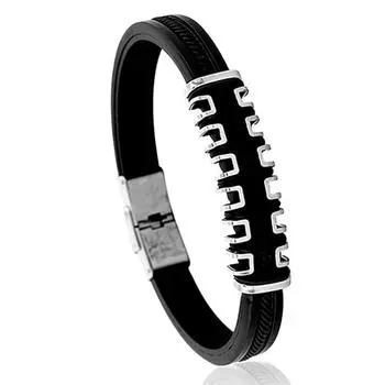 Мужской силиконовый браслет, модные титановые стальные индивидуальные аксессуары браслет из нержавеющей стали аксессуары для браслетов чёрный