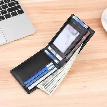 Мужской складной кошелек из натуральной кожи с держателем Airtag и блокировкой RFID