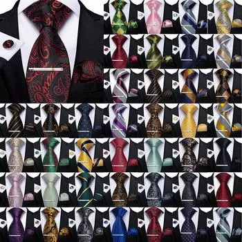 Мужской Slik Фиолетовый зажим для галстука Набор галстуков в полоску Жаккардовые носовые запонки Свадебные N-7225