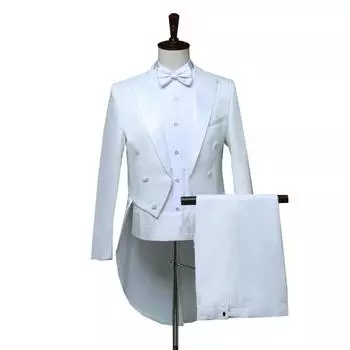 Мужской смокинг для торжественного ужина и свадьбы — костюм для выпускного вечера из 2 предметов с пиджаком, брюками, галстуком-бабочкой и поясом для платья жениха S чёрный