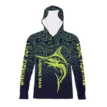 Мужской солнцезащитный костюм, дышащий солнцезащитный костюм для рыбалки на открытом воздухе, мужской рыболовный костюм, рыболовный костюм с капюшоном S