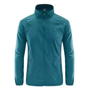 Мужской солнцезащитный костюм со стоячим воротником, летняя тонкая устойчивая к ультрафиолетовому излучению спортивная быстросохнущая спринтерская куртка для спринтера M светло-синий