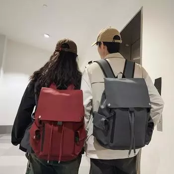 Мужской сплошной цвет школьный рюкзак женский колледж средней школы рюкзак чёрный