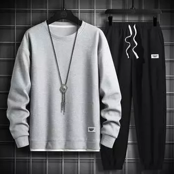 Мужской спортивный комплект из двух предметов: толстовка + однотонные брюки 3XL