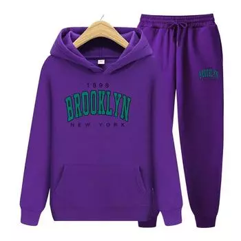 Мужской спортивный костюм Brooklyn New York 1898 с принтом, женский комплект с капюшоном, качественная одежда, классический простой спортивный костюм, одежда в стиле Харадзюку S