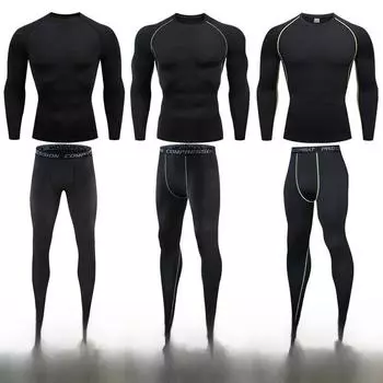 Мужской спортивный костюм из двух частей: Воздухопроницаемый, отводящий пот, быстросохнущий для баскетбола, футбола, бега, скалолазания L