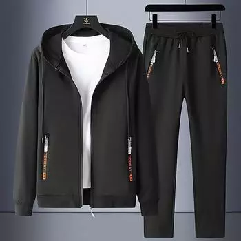 Мужской спортивный костюм, однослойный кардиган с капюшоном + брюки, комплект из двух предметов XS