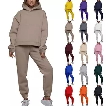 Мужской спортивный костюм с капюшоном, унисекс, двухсекционная одежда для бега, пуловер с длинными рукавами, толстовки с капюшоном + комплект спортивных штанов L чёрный