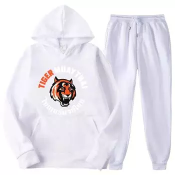 Мужской спортивный костюм с принтом Tiger Muay Thai Fighting Club, повседневная толстовка + брюки, комплекты из 2 предметов, пуловер большого размера, модная мужская одежда XXL