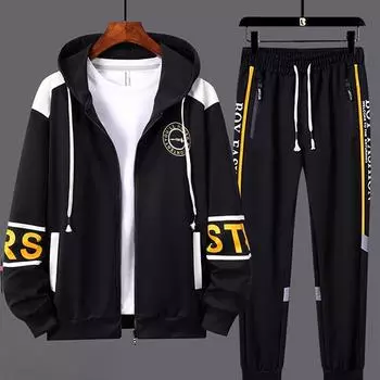 Мужской спортивный костюм, тренировочные костюмы, мужской пэчворк, комплект из 2 предметов, толстовка с капюшоном и брюки, хип-хоп, модная уличная спортивная одежда, комплект 4XL 4XL белый