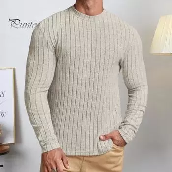 Мужской спортивный топ облегающего кроя, однотонный, с круглым вырезом, эластичный, средней длины, с длинными рукавами, пуловер, домашняя одежда, для занятий спортом, бега, баскетбола, футболка S светло-серый