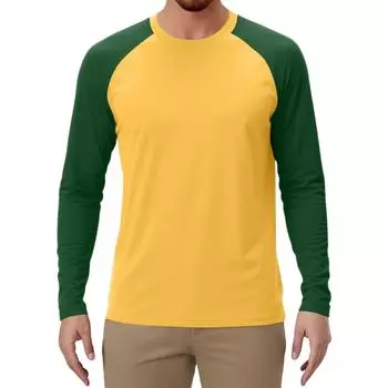 Мужской спортивный топ с длинным рукавом реглан контрастного цвета M жёлтый