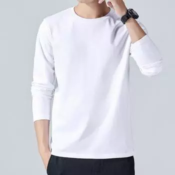 Мужской спортивный топ свободный однотонный круглый вырез нижняя одежда длинная L чёрный