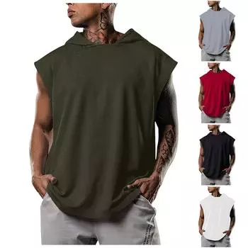 Мужской спортивный жилет без рукавов, дышащая тонкая толстовка без рукавов L красный