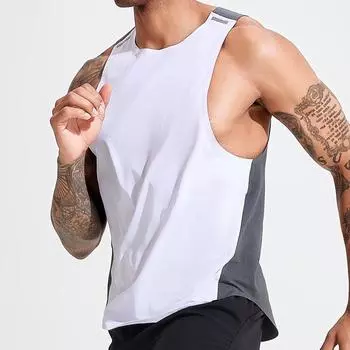 Мужской спортивный жилет для бега, майка, баскетбольная спортивная одежда, мужская беговая рубашка без рукавов, облегающий топ для тренировок, дышащая одежда для активного отдыха M белый