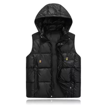 Мужской стеганый хлопковый жилет в стиле милитари, осенне-зимний тренд, теплый хлопковый жилет, студенческая безрукавка M (60-42.5 kg) чёрный