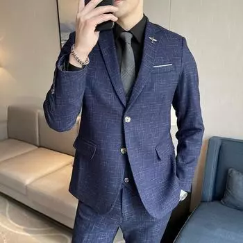 Мужской свадебный костюм, жилет, брюки, модный деловой профессиональный костюм, шафер, жених, свадьба M чёрный