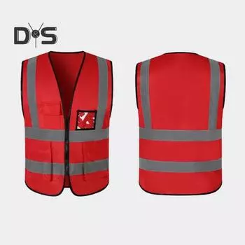 Мужской светоотражающий жилет высокой видимости с v-образным вырезом без рукавов и несколькими карманами, дизайнерский жилет, прозрачный карманный держатель для ручек, дышащий сетчатый жилет, пальто синий