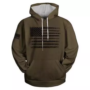 Мужской свитер 3d Толстовки с принтом флага США для мужчин На открытом воздухе Повседневные Толстовка с длинным рукавом S