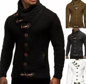 Мужской свитер большого размера с тонкими лоскутными узорами, теплый, вязаный, однотонный, на пуговицах, универсальный, дышащий и удобный 3XL